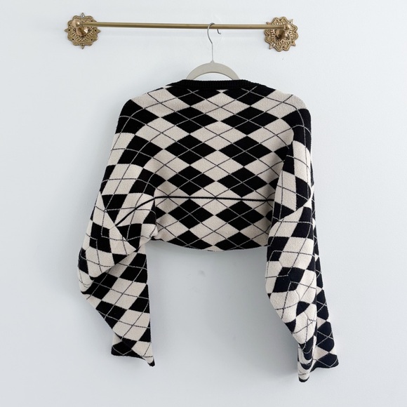 12th Tribe Argyle Cropped Bolero Cardigan - Picture 6 of 6
